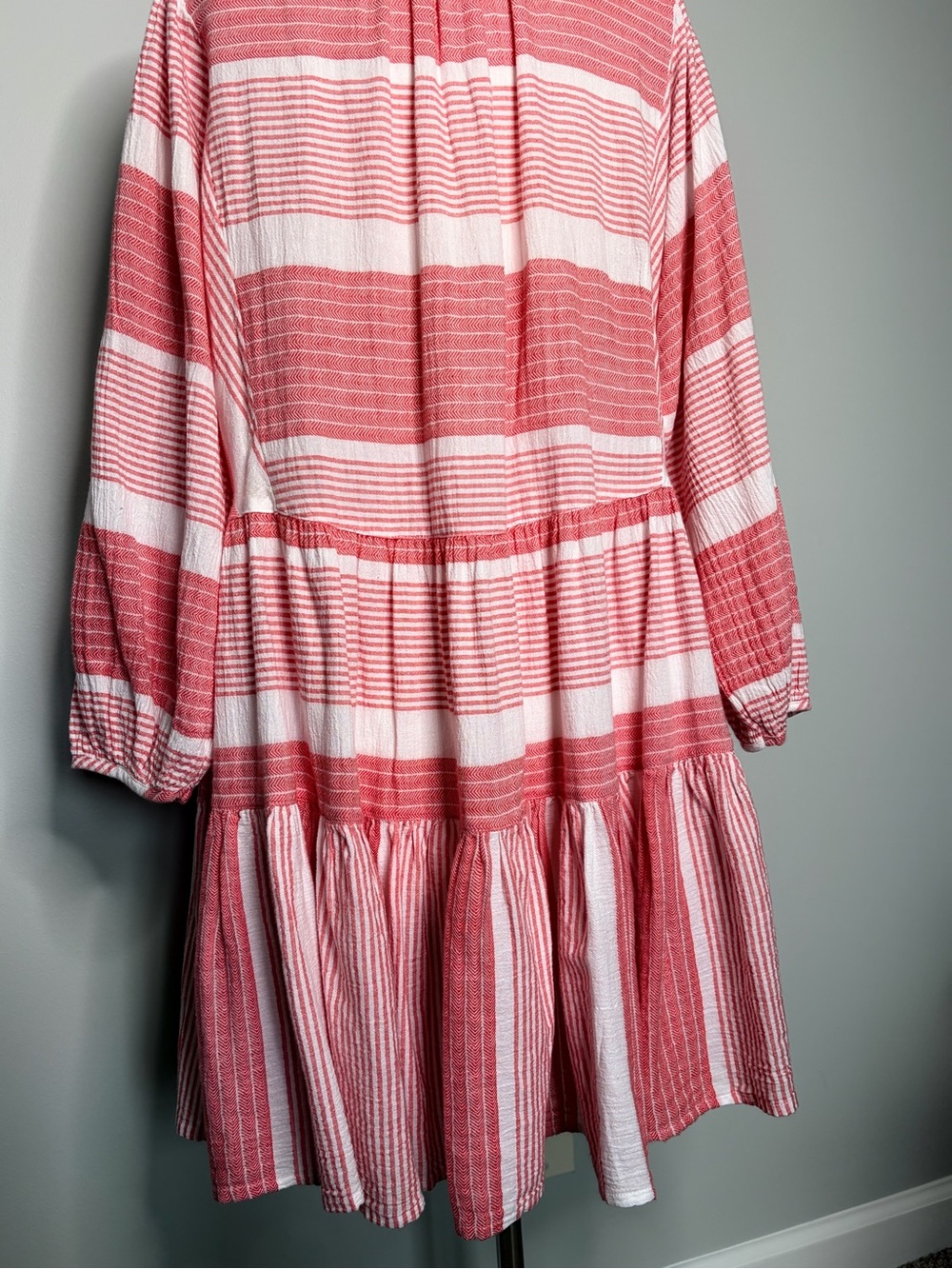 Seafolly Coral and White Cotton Striped Mini Dress, Small/Medium - Picture 8 of 10